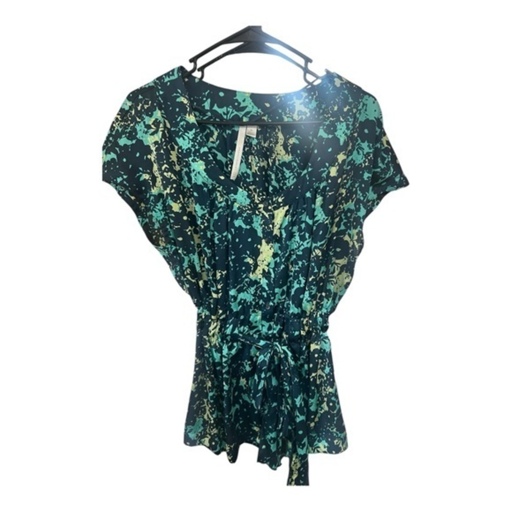 LC Lauren Conrad Navy and Teal patterned  top